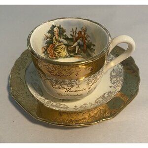 Vintage Souvenir Of Washington D.C. Porcelain Teacup & Saucer With Gold Trim